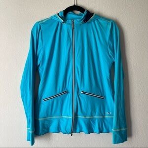 Sofibella Blue Full Zip Removable Hood Tennis Jacket